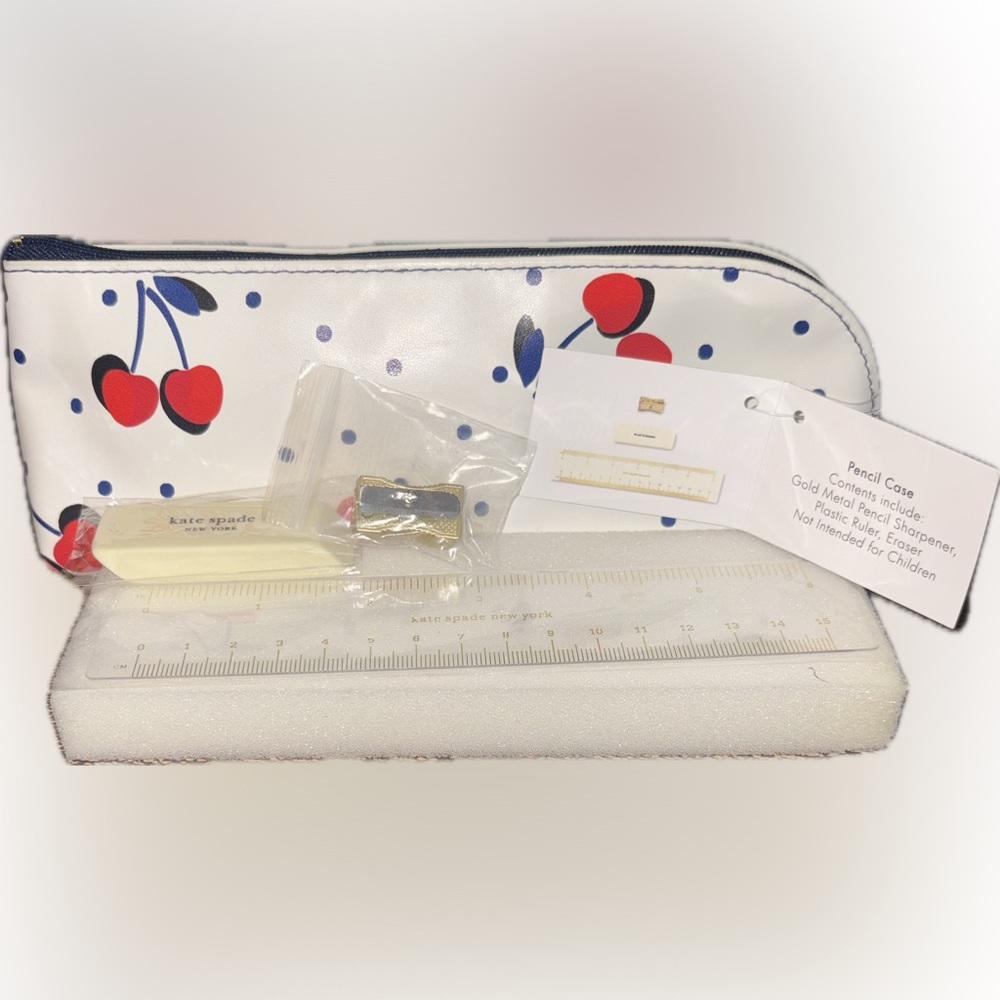 Kate Spade White Zipper Pouch with Cherry Print - Picture 6 of 8
